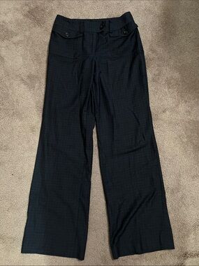 Ann Taylor Curvy fit low waist dark charcoal gray wide leg dress pants